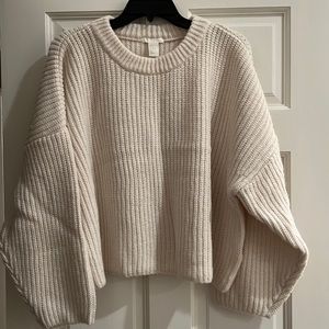 H&M oversized rib knit sweater M NWT cream wool